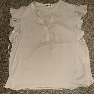 Calvin Klein Cream Ruffle Sleeve Blouse